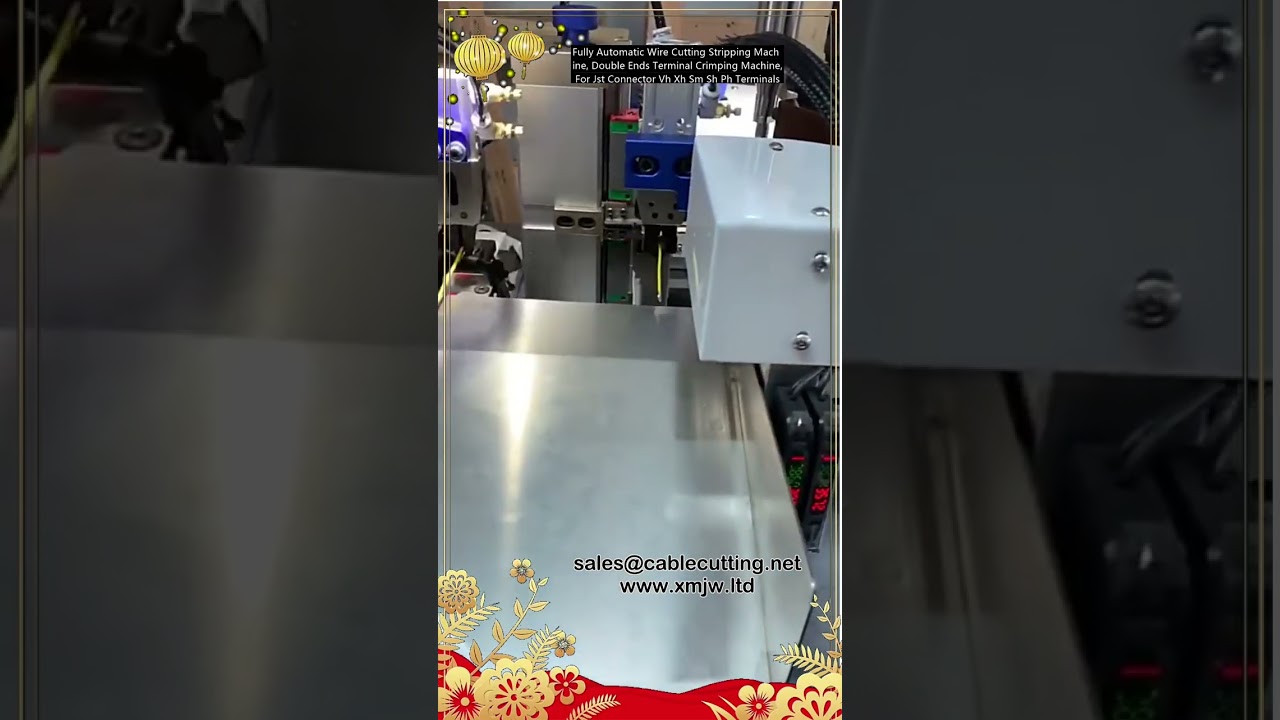 Plně automatický stroj na řezání, odizolování a dvojité krimpování kabelů